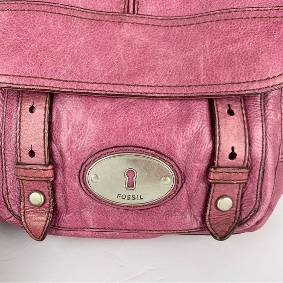 Fossil Maddox Purple Leather Flap Buckle Crossbody Purse - Picture 5 of 16